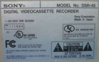 Sony DSR 45 Digital Video Cassette Recorder MiniDV DVCAM DV CAM Mini 