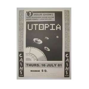 Utopia Todd Rundgren Handbill Poster 1981 