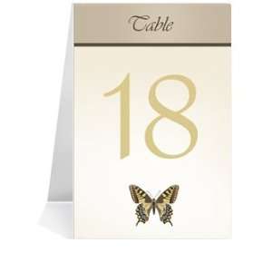  Wedding Table Number Cards   Butterfly Taupe & Harvest #1 