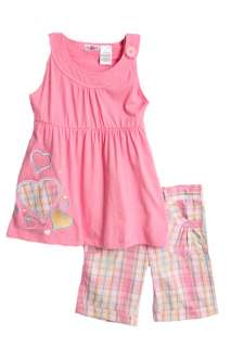 NWT Kid Girls 2 pc pink tank top and plaid bermuda shorts set  