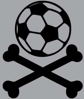 Soccer Ball and Cross Bones Black Wall Decal Great Gift  
