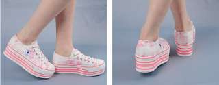 Women Canvas Platform Sneakers Tennis Shoes Gray/Pink/Navy/Light Blue 