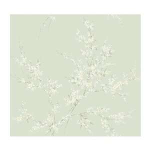   Blossom Branches Wallpaper, Soft Seafoam Green/White