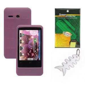  Pink Silicone Skin Case + LCD Screen Protector + Fishbone 