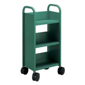  Single Sided Sloping Shelf Book Truck with Three Shelves 