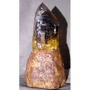 Citrine Natural Crystal on Red Travertine Light Base 