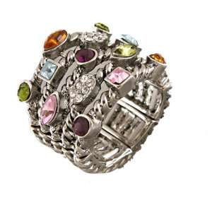Vintage Style Multi Strand Antiqued Silver Plated Fashion Stretch Ring 