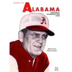  1958 Alabama Press Guide 36 x 48 Canvas Historic Football 