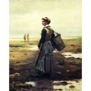   Oil Reproduction   Daniel Ridgway Knight   32 x 40 inches   Clamming