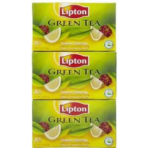 Lipton Green Tea Bags, Lemon Ginseng, 20 ct, 3 pk  Grocery 