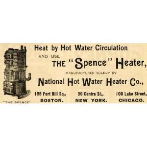 1891 Ad Spence Heater National Hot Water Circulation   Original Print 