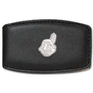 Cleveland Indians Silver Leather Money Clip:  Sports 