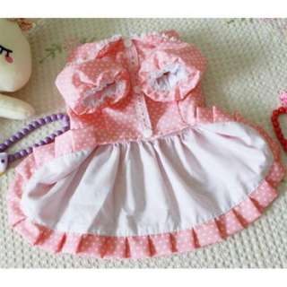 Dog Pet Puppy Pink Skirt Dot Point Pattern Lace Dress Costume Clothes 