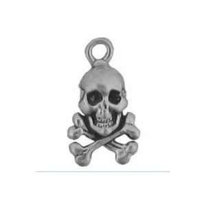 Sterling Silver Charm Pendant Tiny Skull and Crossbones Pirate Mini 