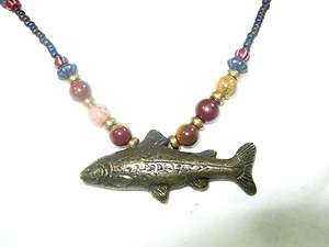 PEG MONTANA CINNABAR CREEK BEADED TROUT NECKLACE IN BOX  