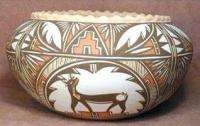 Native American Zuni N Simplicio Handbuilt Lizard Pottery Bowl  