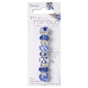  Darice Mix and Mingle Glass Lined Metal Beads, Blue and 