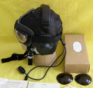1988 Original Soviet AF Pilot Genuine Leather Helmet+PO1M Goggles Set 