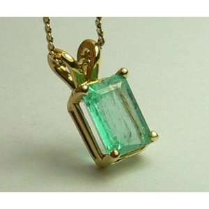  Radiant Colombian Emerald & Gold Pendant 1ct Everything 