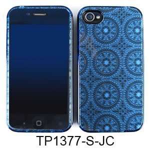  Apple Iphone 4 4S Jelly Case Trans Blue Circular Patterns 