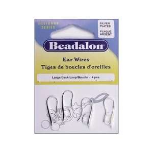   Ear Wires Back Loop Large Silver Plate 4pc (3 Pack)