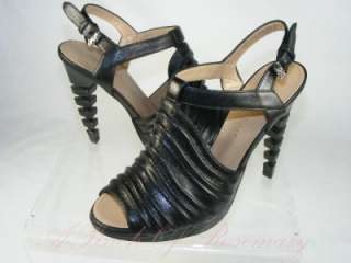 Proenza Schouler OE9018 Peep Toe Leather Platform Sandal Heel Shoes 