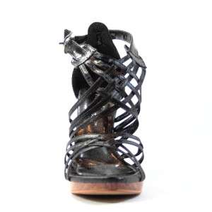 Strappy Shimmer Black Platform Heel Sandal by Reneeze  