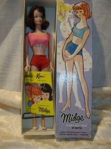 Vintage Barbie Brunette Midge Doll Original Box Accessories  