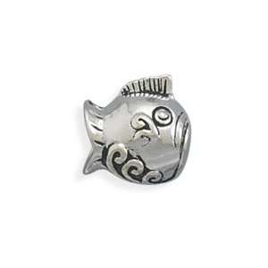 Sterling Silver Charm Bead Fish   Compatible with Bracelets Like 