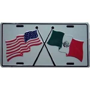  Mexico Usa Friendship Flag Embossed Metal License Plate Auto 