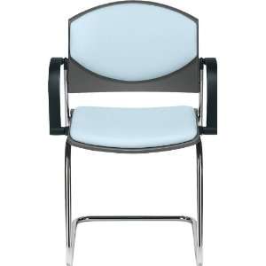 Eddy Sled Base Chrome Stack Side Chair with Upholstered Back & Seat 
