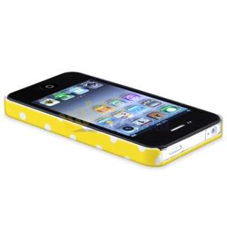   Dot+Yellow Color Rubber Hard Cover Skin Case For iPhone 4 4S  