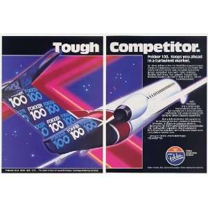  1987 Fokker 100 Airliner Tough Competitor 2 Page Print Ad 