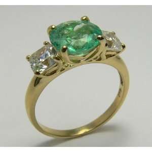   0tcw Glitzy Colombian Emerald & Russian Cz Ring 