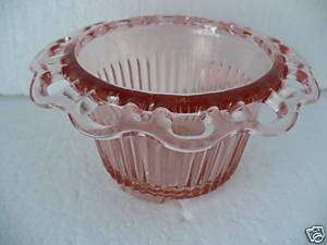 ANCHOR HOCKING OLD COLONY PINK GLASS 7 1/8 FLOWER BOWL  