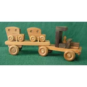  Large Wood Toy Car Carrier with Two Cars: Toys & Games