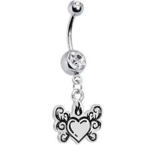  Crystalline Gem Tribal Flame Heart Belly Ring Jewelry