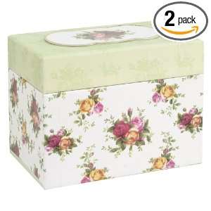  CR Gibson Old Country Roses Recipe File Boxes (Pack of 2 