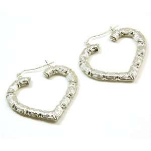  Large Heart Shaped Engraved Creoles The Olivia Collection Jewelry