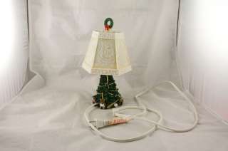 Vintage Sculpted Christmas Tree Lamp With Glo Thru Shade Presents 