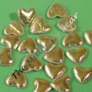 100 Tiny GOLD FABRIC HEARTS for Cards, Scrapbooks  