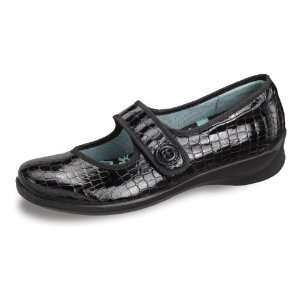  Aetrex Lucy Button Patent Croc Mary Jane   Black   Womens 