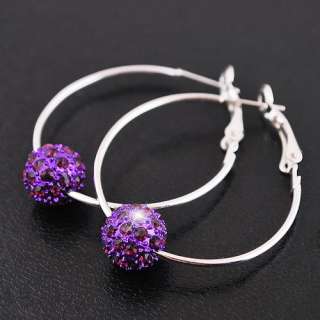   Pair Crystal Spacer Loose Beads Circle Hoop Earrings 10mm W32540 free