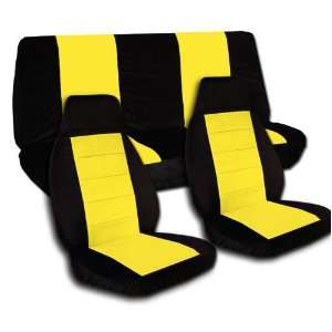  of black and yellow seat covers for a Jeep Wrangler YJ. Automotive