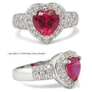  Color CZ Rings   1.60 Carat Ruby Red Heart Cut Solitaire 