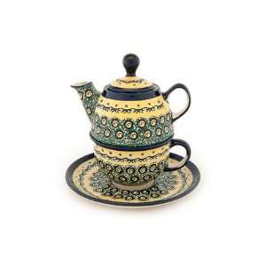   Polish Pottery Renaissance Individual Teapot & Cup: Kitchen & Dining