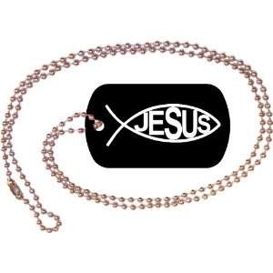  Jesus Fish Black Dog Tag with Neck Chain: Everything Else