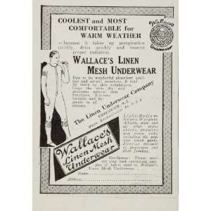 1929 Ad Wallaces Linen Mesh Underwear Man Union Suit   Original Print 