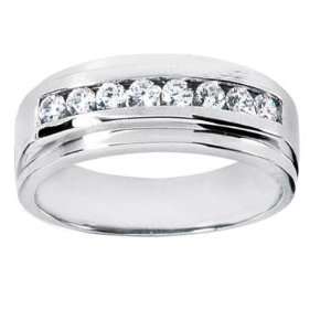 65 ct Mens Round Cut Diamond Wedding Band in 14 kt White Gold size 