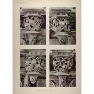  1911 Print Gothic Stone Carving Sept Joies Brou Church 